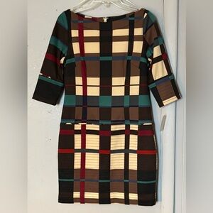 NWT Jessica Simpson Retro Fall Colorblock Midi Dress Size 6